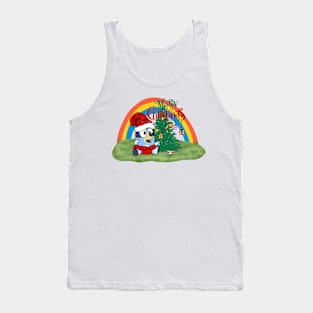 Vintage Happy Bluey On Christmas Rainbows Garden Tank Top